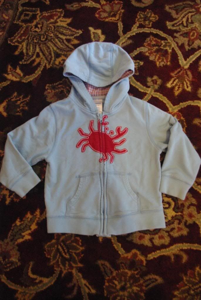 Gymboree Hoodie Sweatshirt Jacket Crab 2T-3T Gymboree Hoodie Sweatshirt Jacket Crab 2T-3T