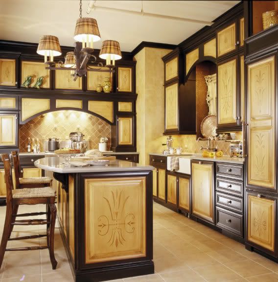 Exelence Interior Kitchen Design with Ornament Texture Wood Java