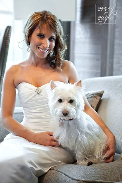 Bride with her dog at Grand Bohemian Hotel