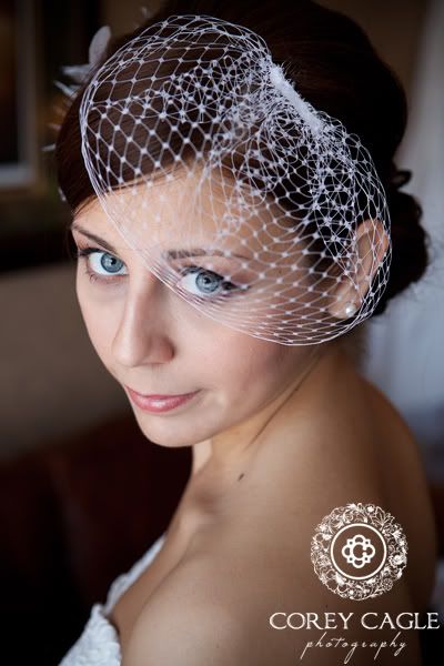 Bride at the Grove Park Inn, Bride with bird cage veil at Grove Park Inn