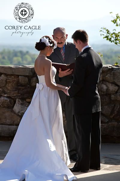 Grove Park Inn Wedding Ceremony, Bride and Groom exchange vows at Grove Park Inn in Asheville, NC