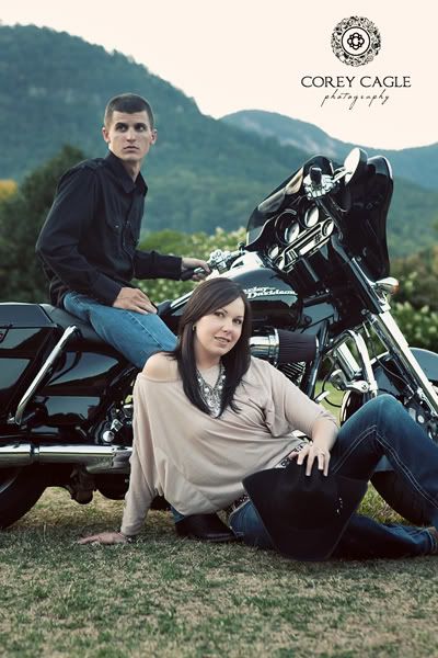 Engagement session on a harley