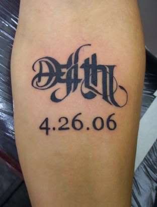 Death Before Dishonor Tattoo. This is my husbands first tat and it rocks.