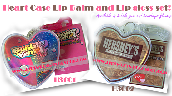 Heart case lip balm and lip gloss set!