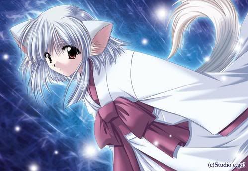 anime wolf child. anime wolf girl with white