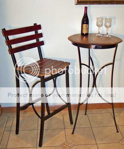 Wine Barrel Bistro Table Bar Serving Table Wood Metal